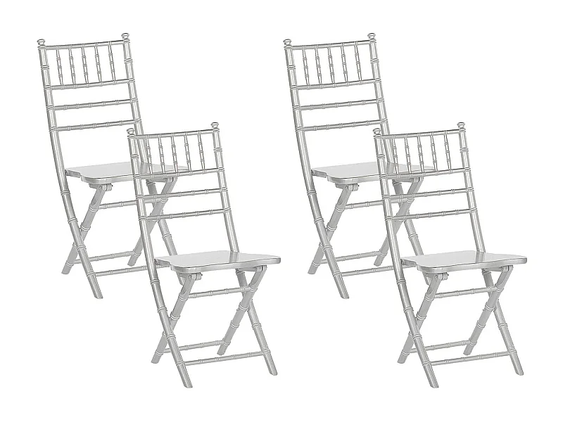 Lot de 4 chaises de salle à manger Pliant MACHIAS Bois de hêtre Argenté