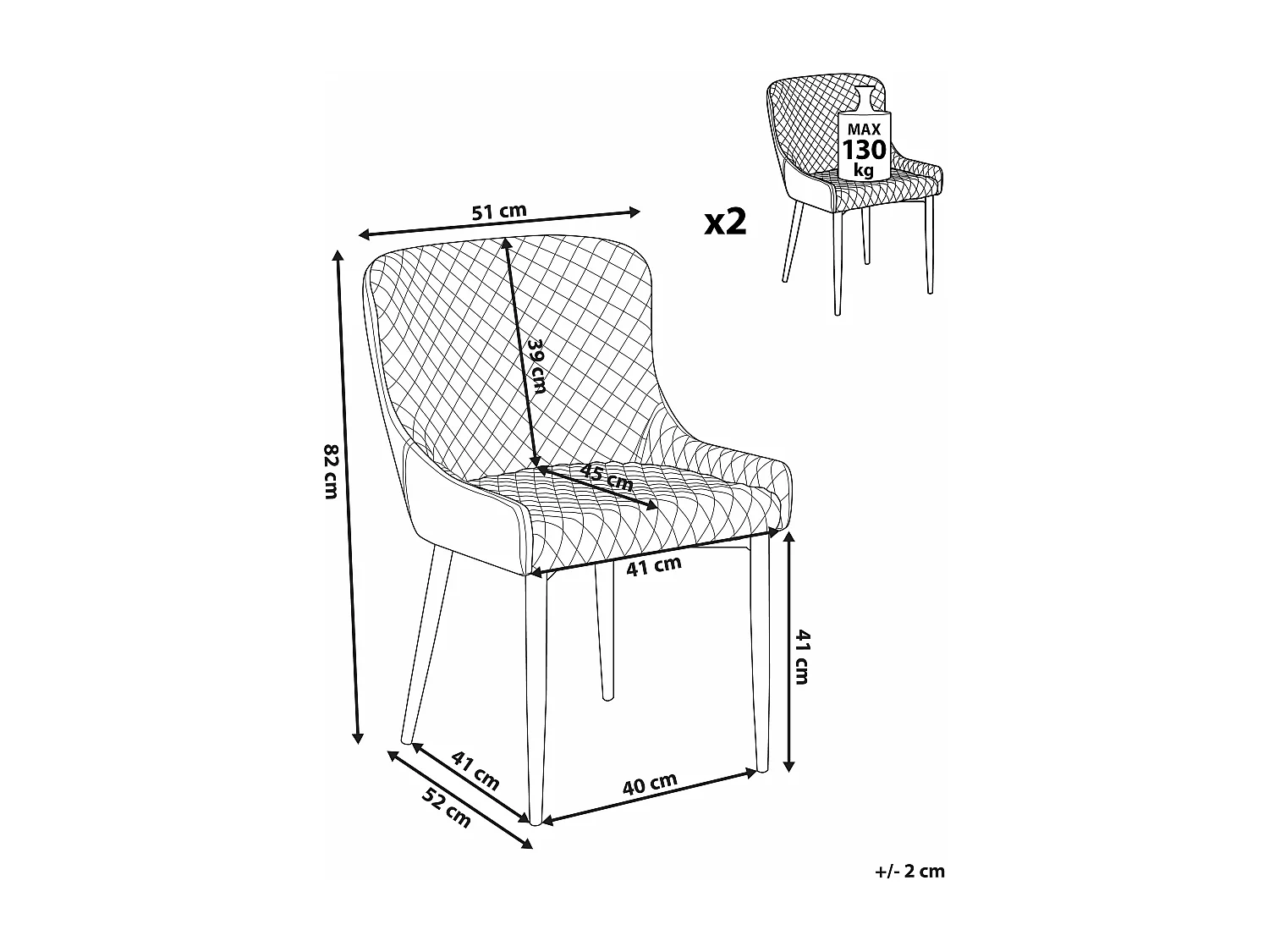 Conjunto de 2 sillas de comedor SOLANO Negro