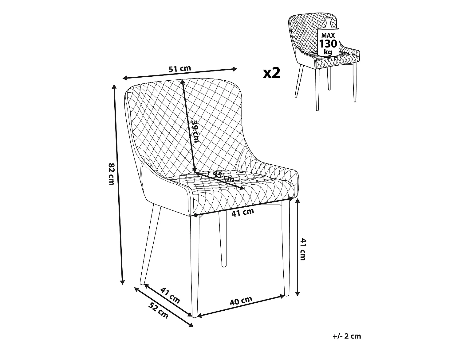 Set van 2 eetkamerstoelen SOLANO Zwart