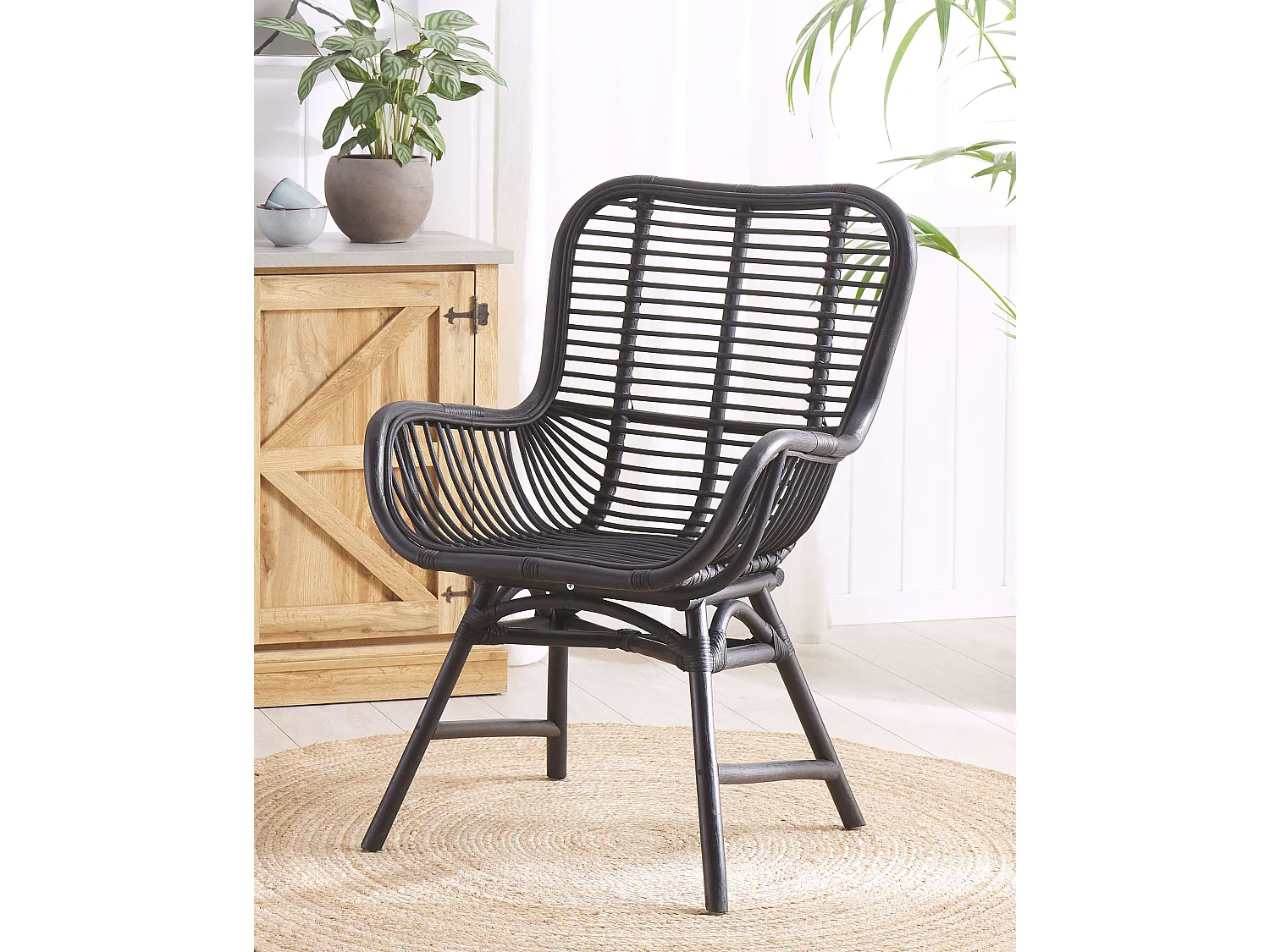 Chaise de salle à manger TOGO Rotin Noir