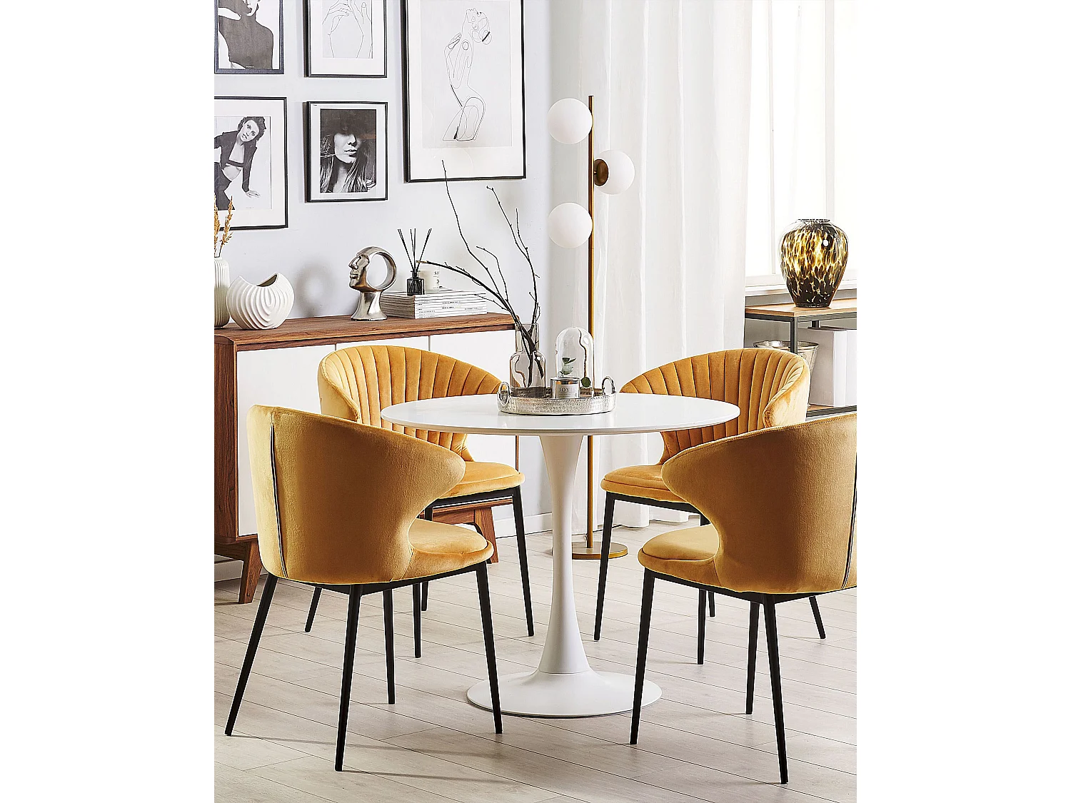 Set di 2 sedie da pranzo AUGUSTA Velluto Senape