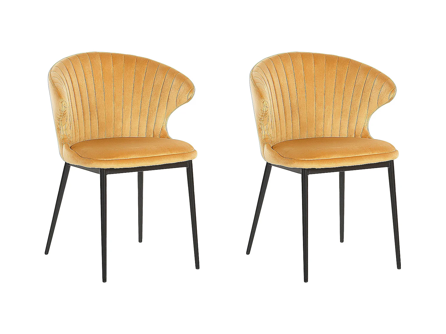 Lot de 2 chaises de salle à manger AUGUSTA Velours Moutarde