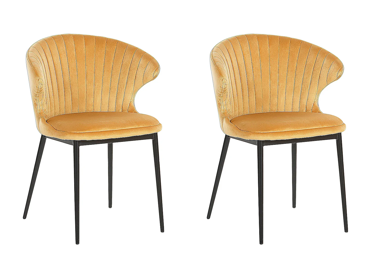 Lot de 2 chaises de salle à manger AUGUSTA Velours Moutarde