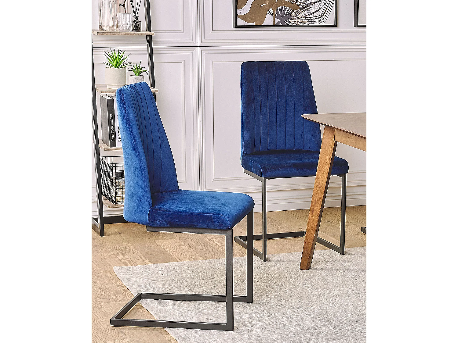 Lot de 2 chaises de salle à manger LAVONIA Velours Bleu marine