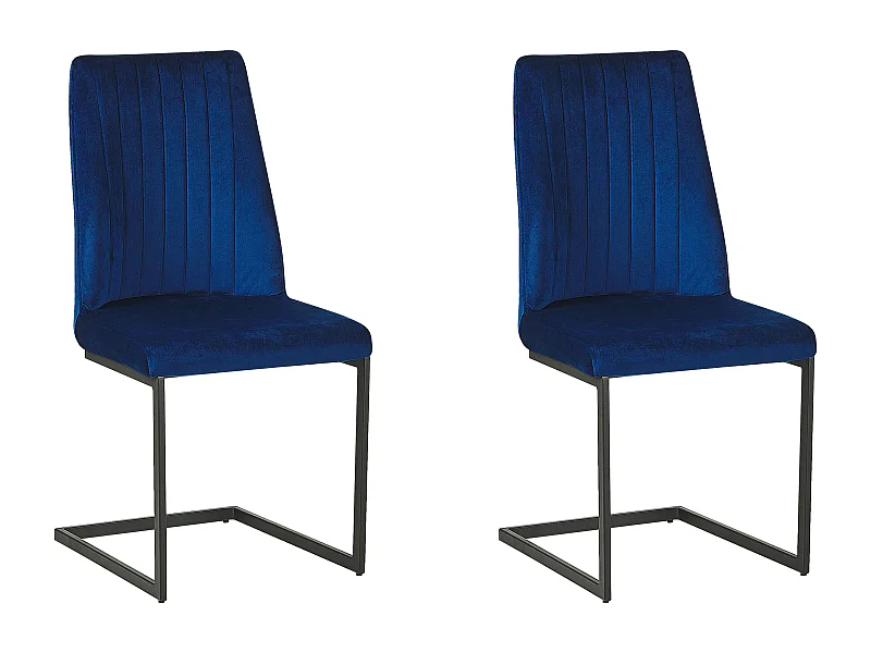 Lot de 2 chaises de salle à manger LAVONIA Velours Bleu marine