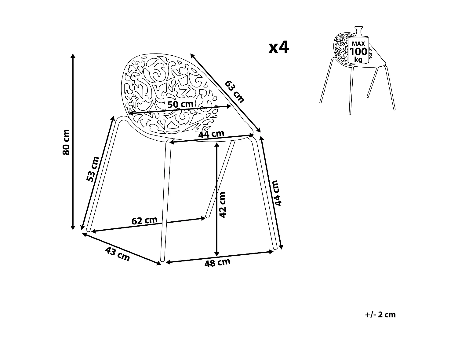 Set van 4 eetkamerstoelen MUMFORD Zwart