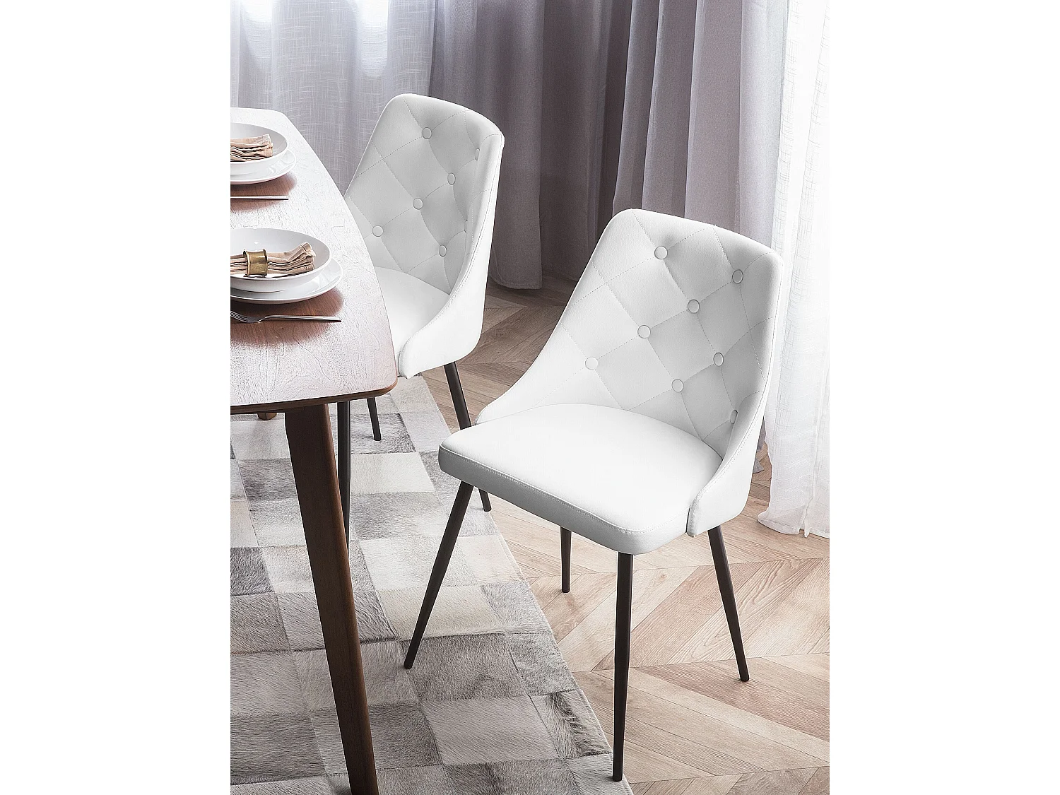 Conjunto de 2 Piel sintética Silla de comedor Blanco VALERIE