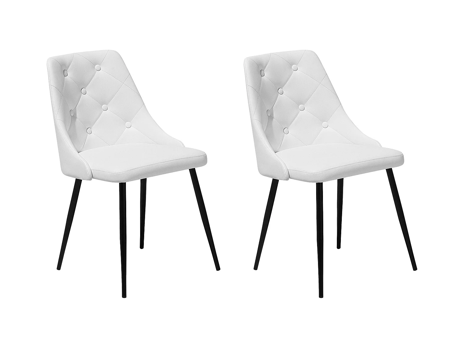 Lot de 2 chaises de salle à manger VALERIE Cuir PU Blanc