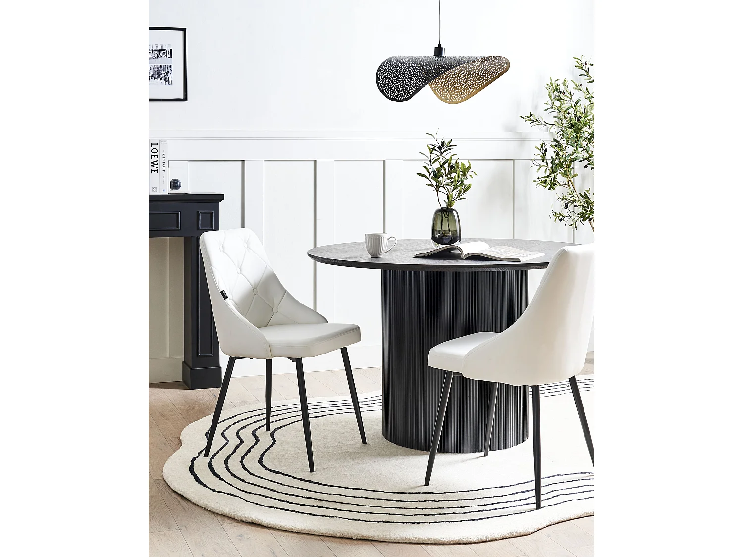 Lot de 2 chaises de salle à manger VALERIE Cuir PU Blanc