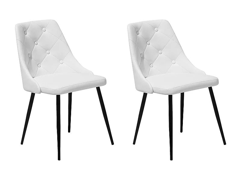Lot de 2 chaises de salle à manger VALERIE Cuir PU Blanc