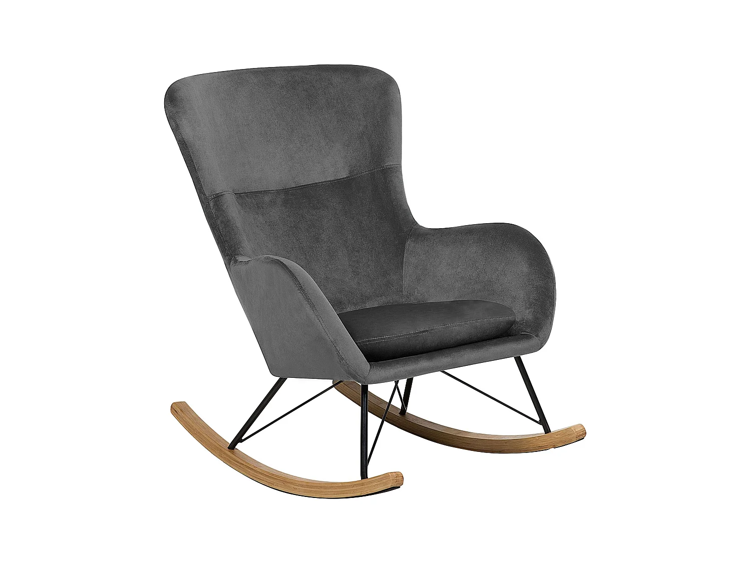 Fauteuil à bascule ELLAN Velours Gris foncé