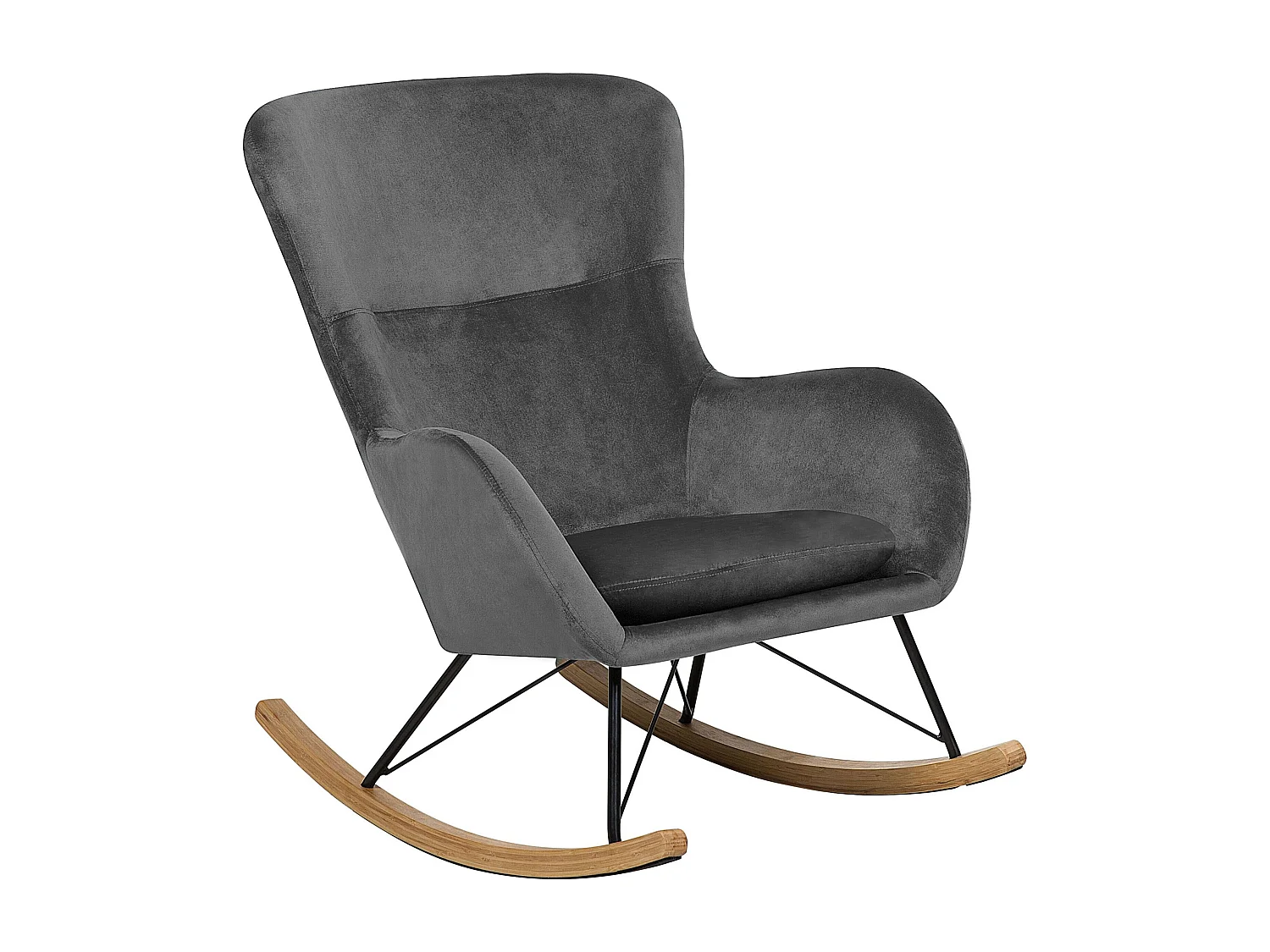 Fauteuil à bascule ELLAN Velours Gris foncé