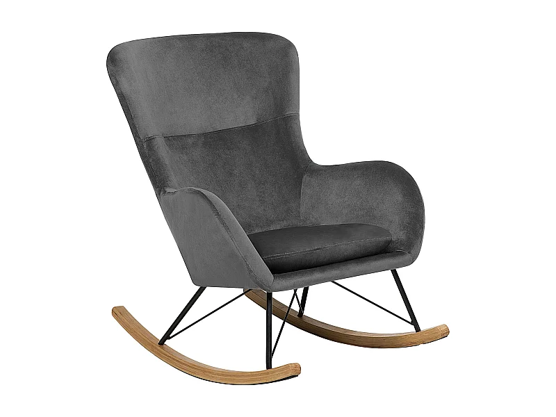 Fauteuil à bascule ELLAN Velours Gris foncé