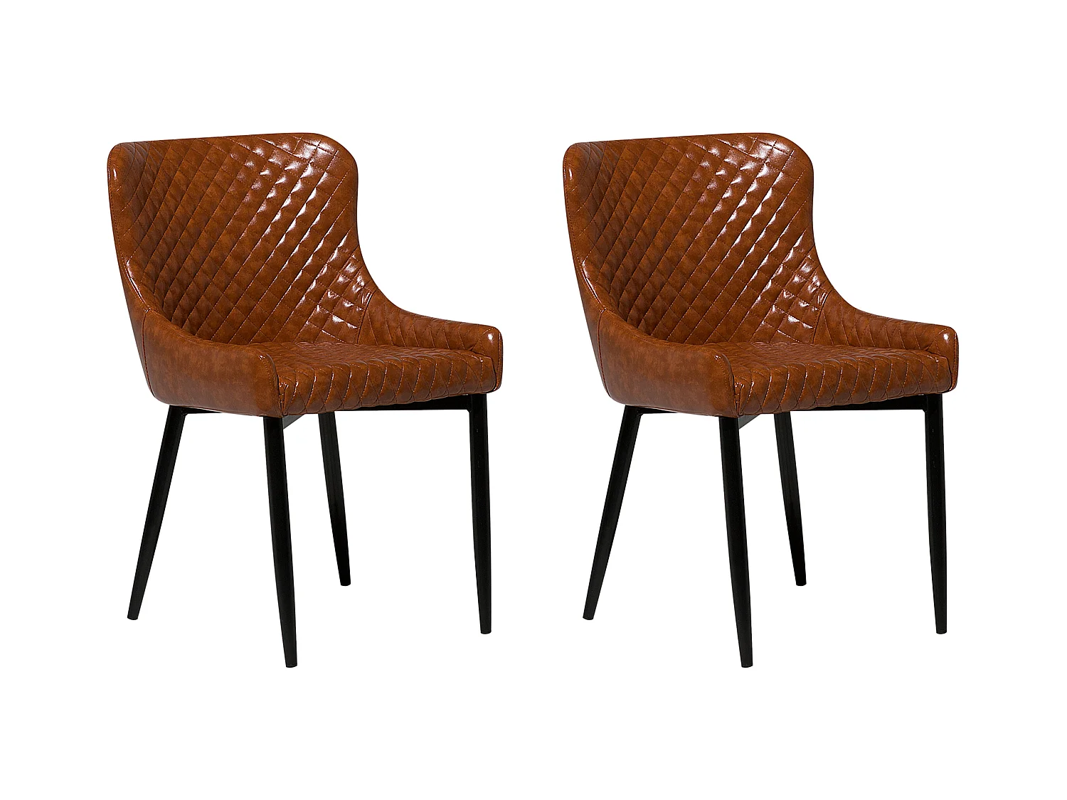 Lot de 2 chaises de salle à manger SOLANO Cuir PU Marron doré
