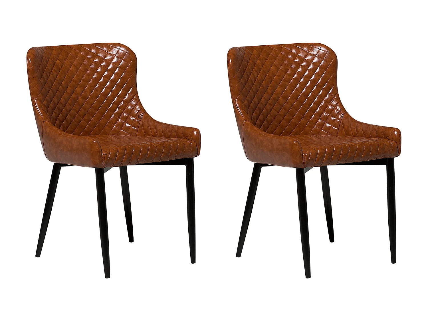 Lot de 2 chaises de salle à manger SOLANO Cuir PU Marron doré