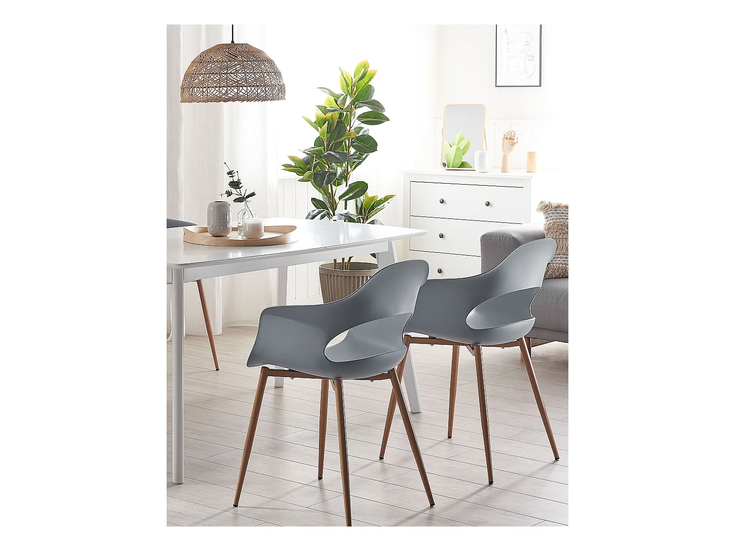 Esszimmerstuhl 2er Set hellgrau Kunststoff mit Metallgestell Skandi Modern Utica