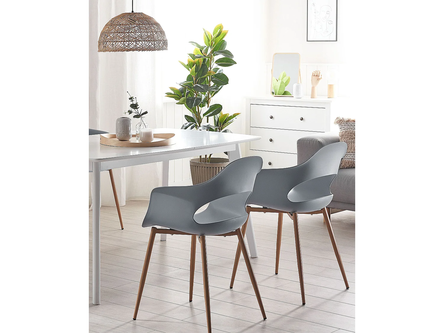 Lot de 2 chaises de salle à manger UTICA Gris clair
