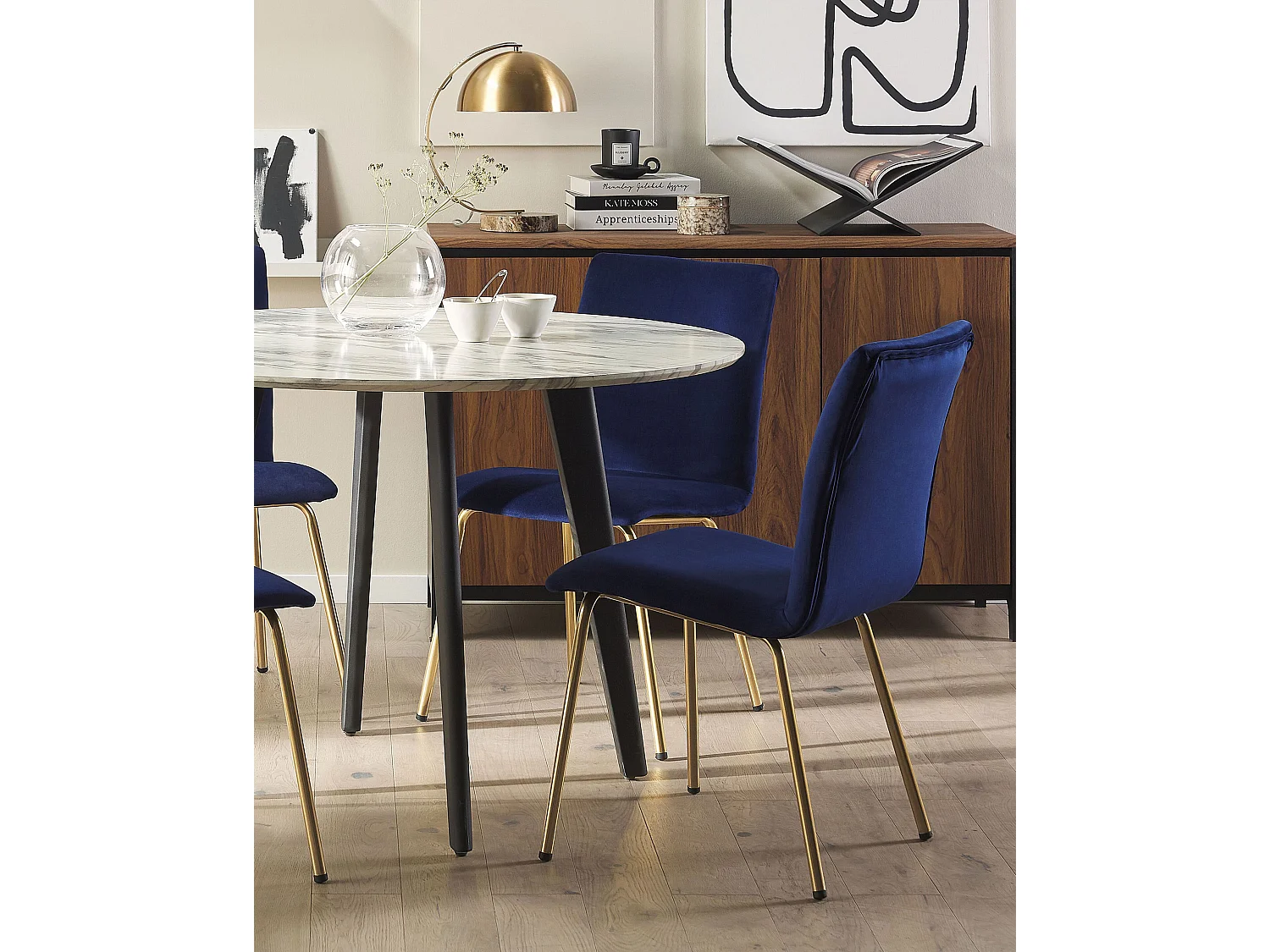 Set van 2 eetkamerstoelen RUBIO Fluweel Marineblauw