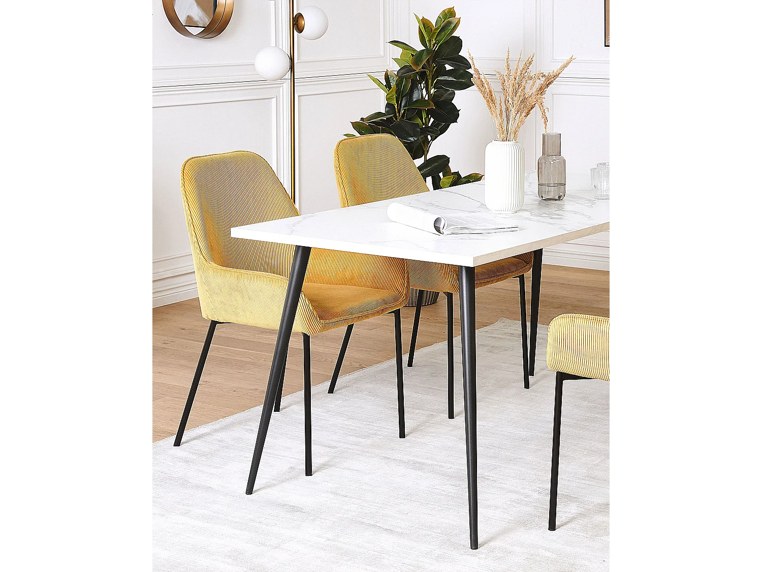 Lot de 2 chaises de salle à manger LOVERNA Velours côtelé Moutarde