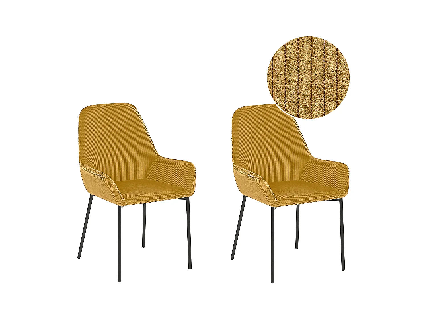 Lot de 2 chaises de salle à manger LOVERNA Velours côtelé Moutarde