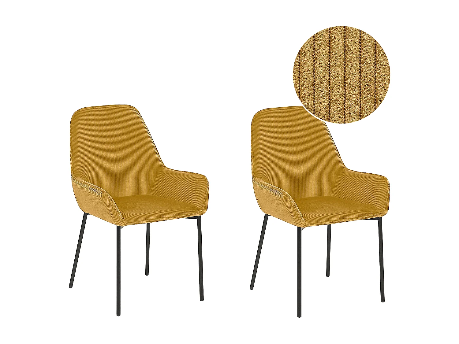 Lot de 2 chaises de salle à manger LOVERNA Velours côtelé Moutarde