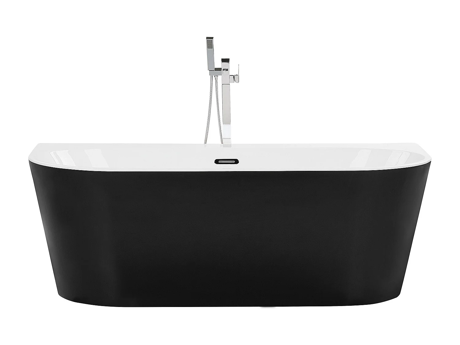 Badewanne oval Sanitäracryl im minimalistischen Stil schwarz 170 x 80 cm Harvey