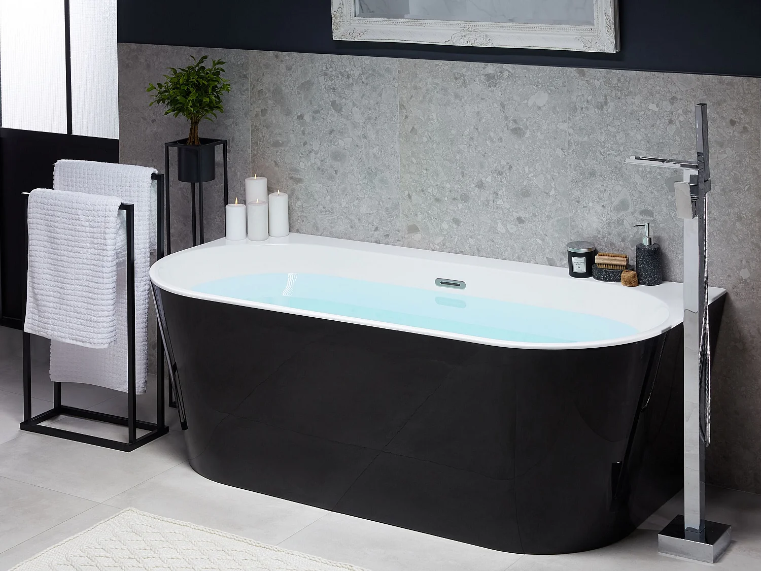 Vasca da bagno HARVEY 170 x 80 cm Nero/ Bianco