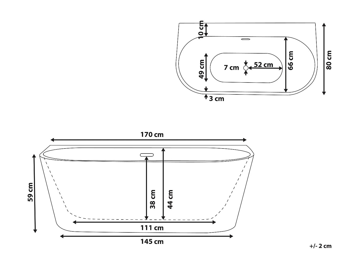 Badkuip HARVEY 170 x 80 cm Rood