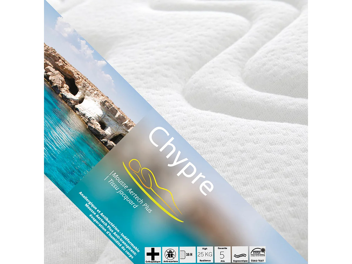 CHYPRE - Matelas Mousse 90x190cm Epaisseur 16cm