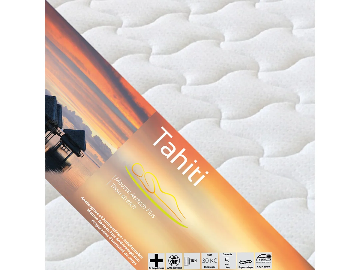 TAHITI - Matelas Mousse 90x190cm Epaisseur 18cm