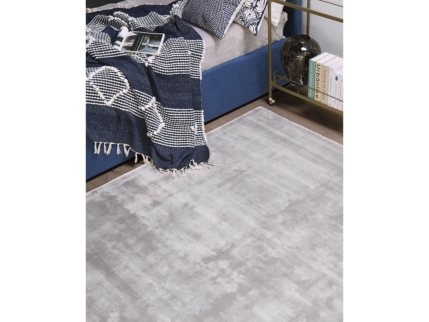 Tapis GESI II Gris clair 200 x 200 cm Soie artificielle