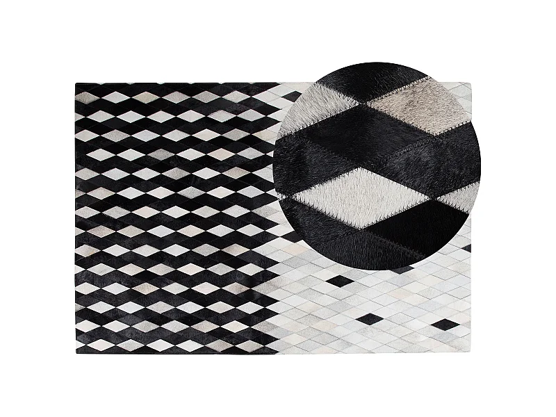 Teppich MALDAN 140 x 200 cm Echtleder Schwarz