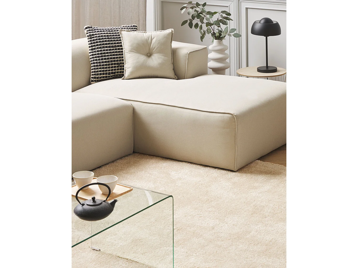 Tapis à poils longs DEMRE Beige clair 140 x 200 cm