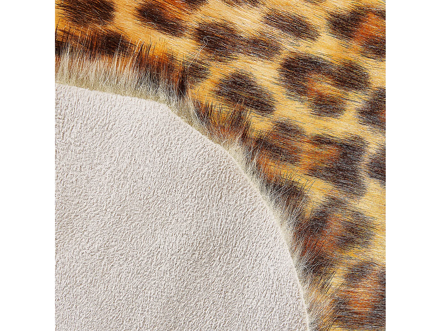 Kunstfell Teppich Leopardenmuster braun Überwurf Webpelz Fellform 60 x 90 Nambung