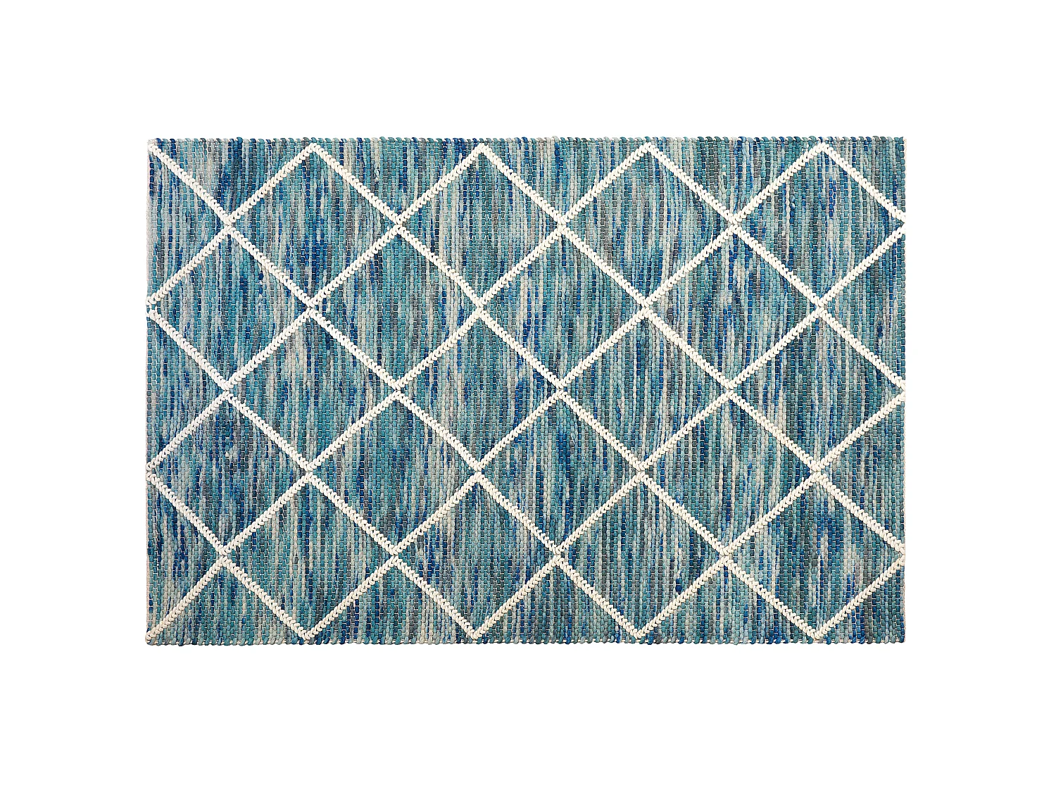 Moderner Teppich in Blau aus Wolle Polyester Baumwolle Rechteckig 140 x 200 cm