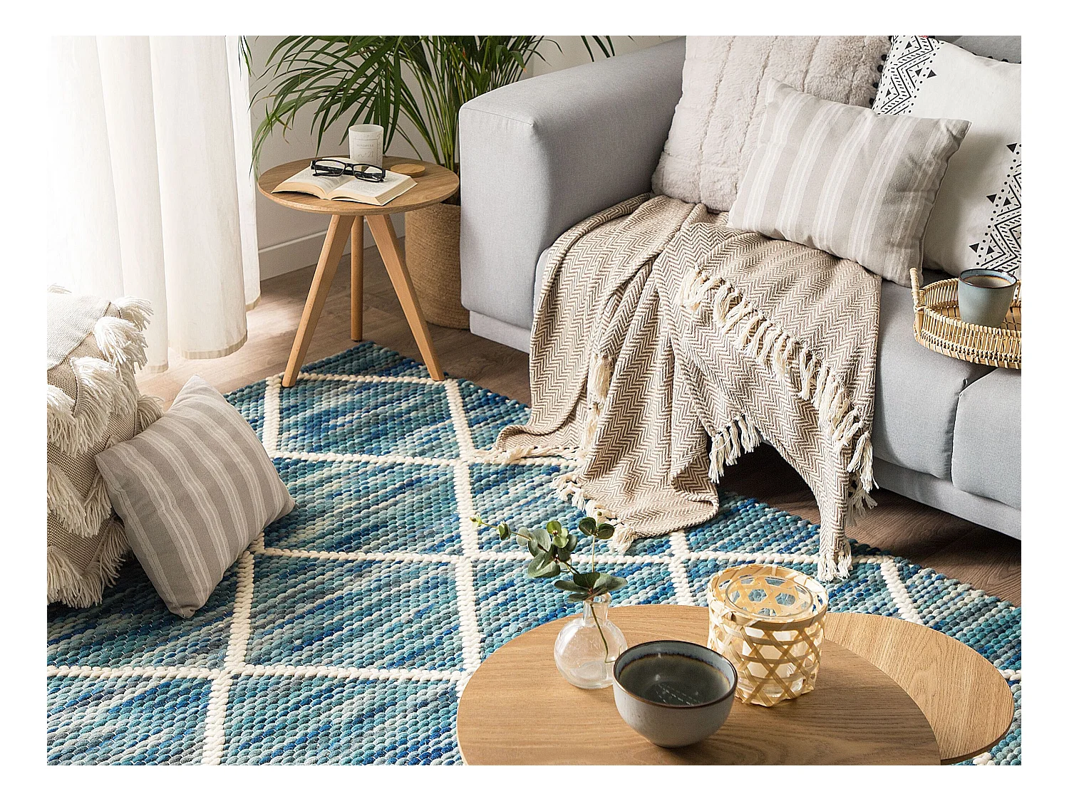 Tapis BELENLI Bleu 140 x 200 cm Laine