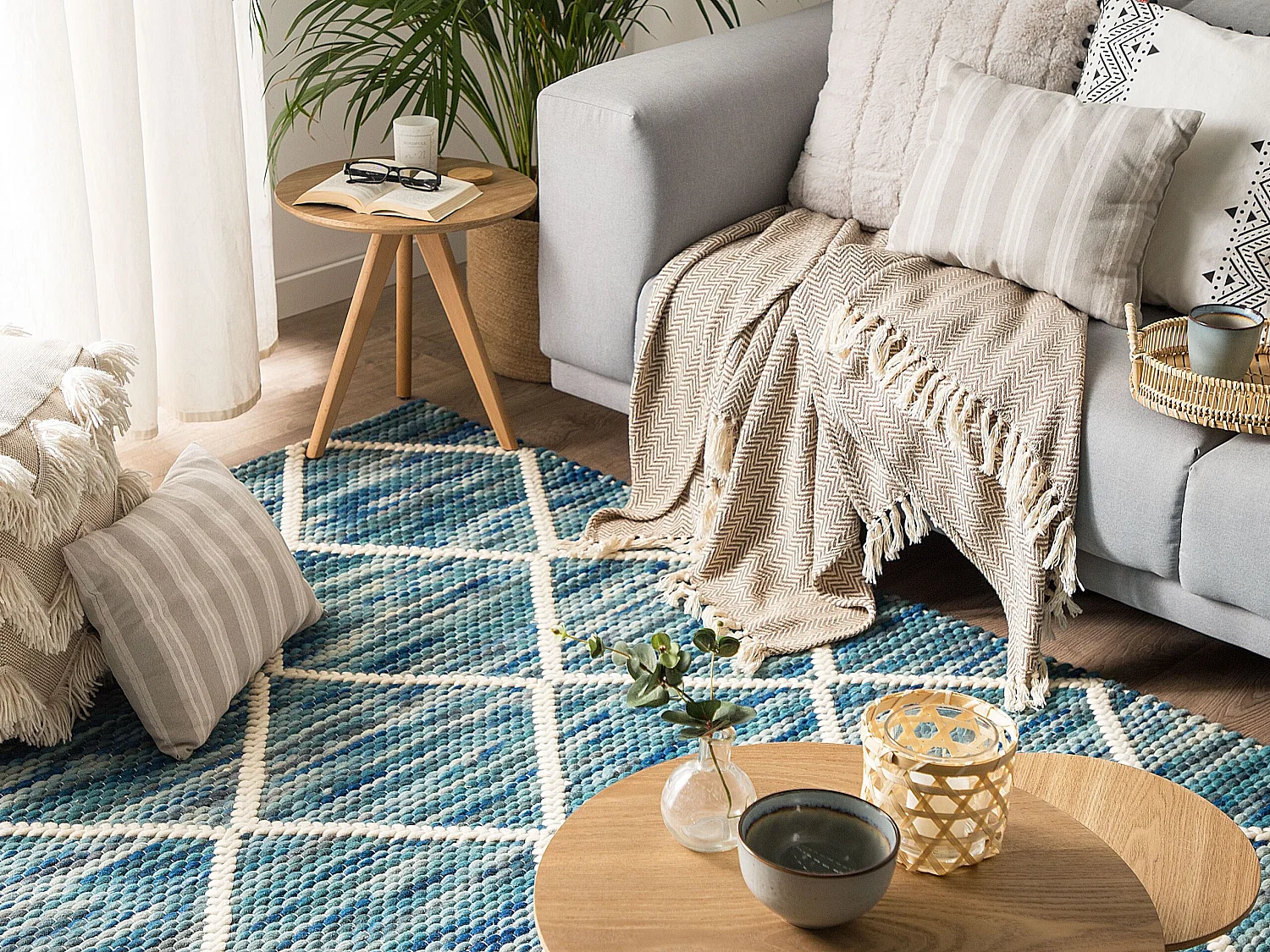 Rug BELENLI Blue 140 x 200 cm Wool