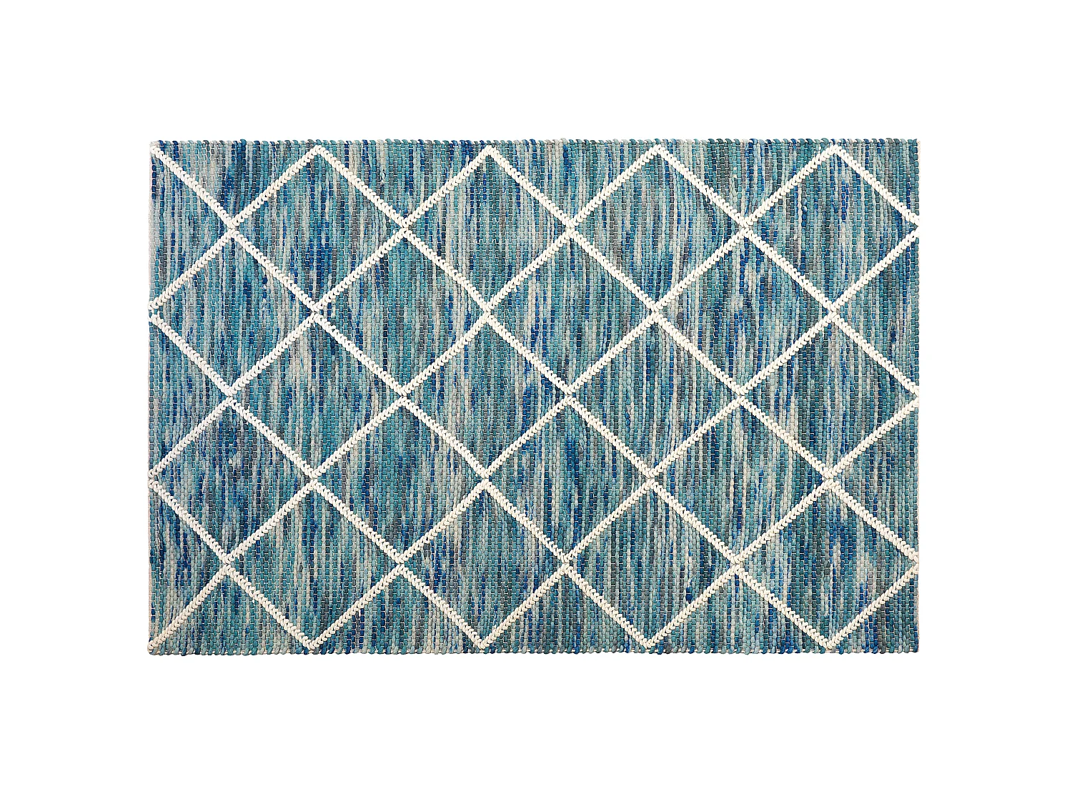 Moderner Teppich in Blau aus Wolle Polyester Baumwolle Rechteckig 140 x 200 cm