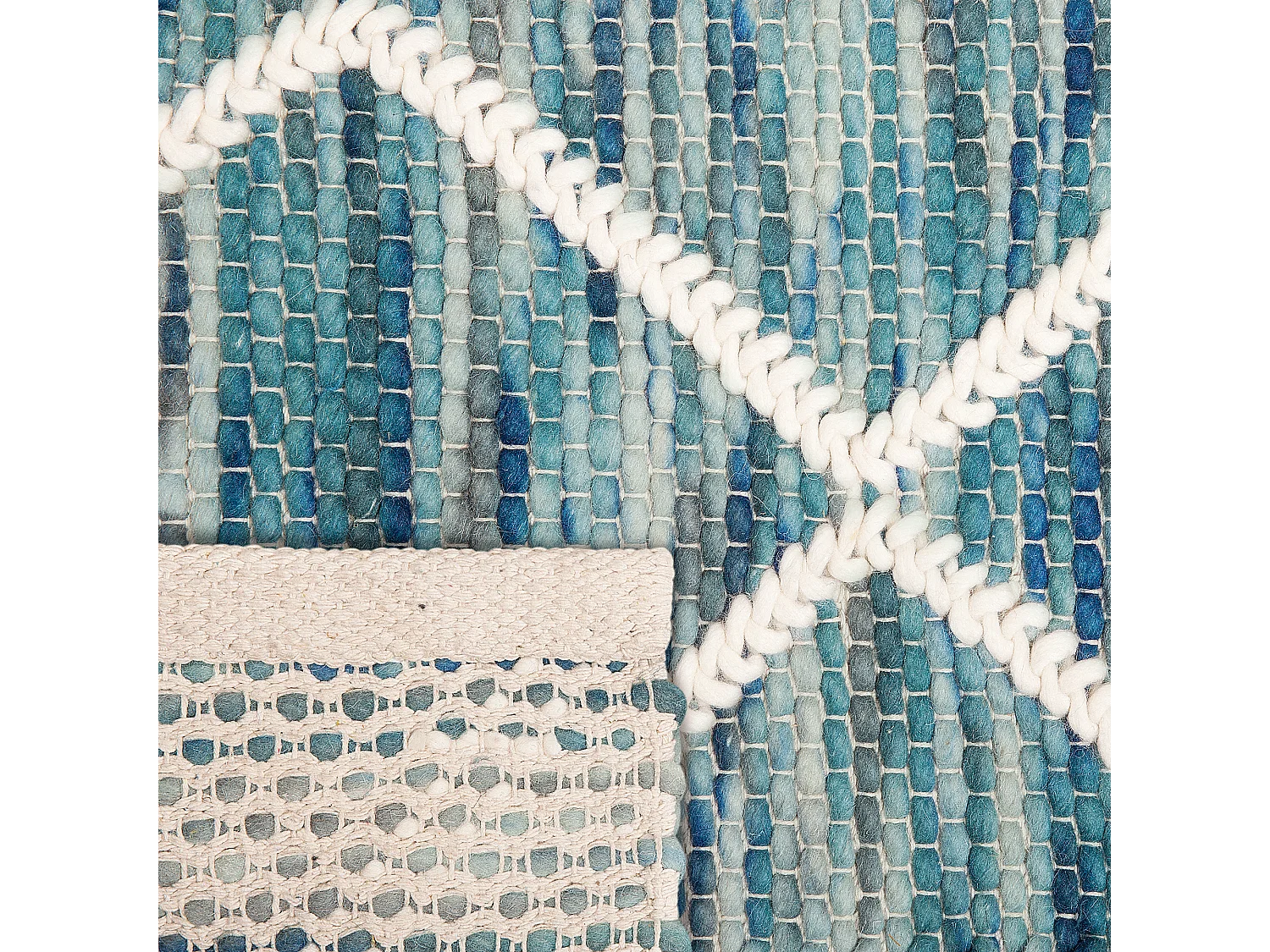 Moderner Teppich in Blau aus Wolle Polyester Baumwolle Rechteckig 140 x 200 cm