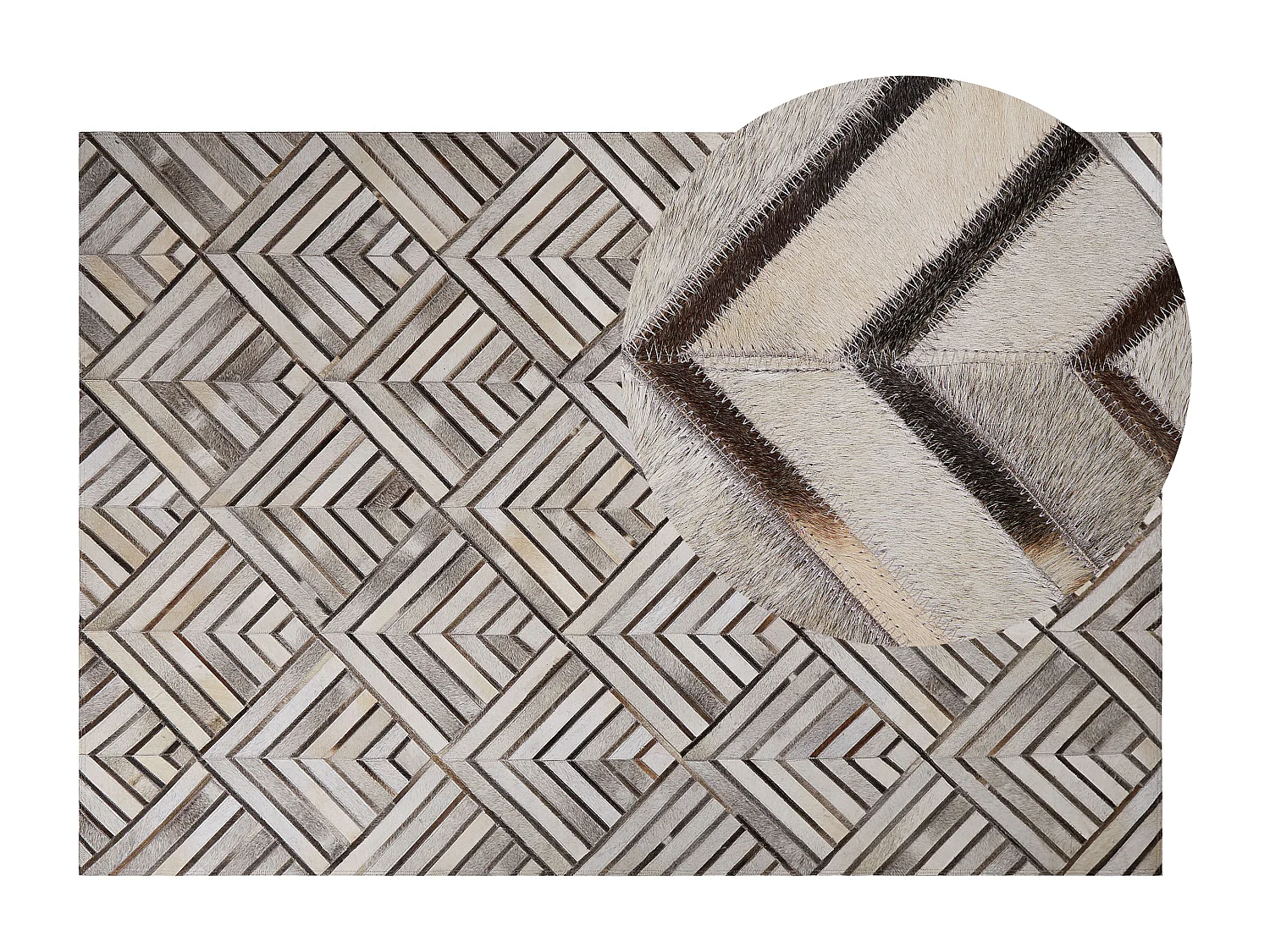 Tappeto rettangolare in pelle beige 140x200cm TEKIR