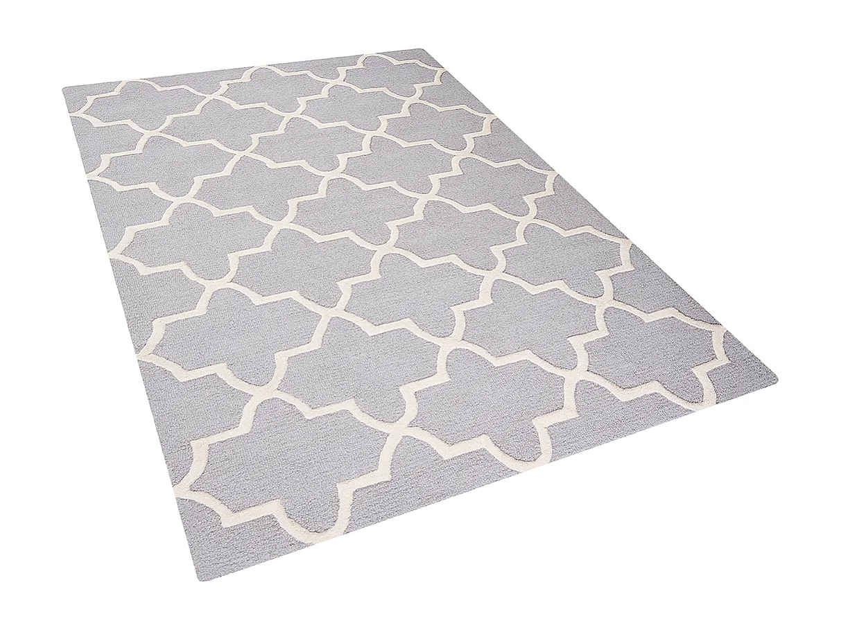 Moderner Teppich in Grau mit Muster in hellem Beige 140x 200 cm Silvan