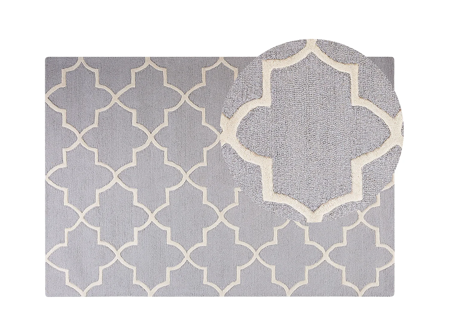 Moderner Teppich in Grau mit Muster in hellem Beige 140x 200 cm Silvan