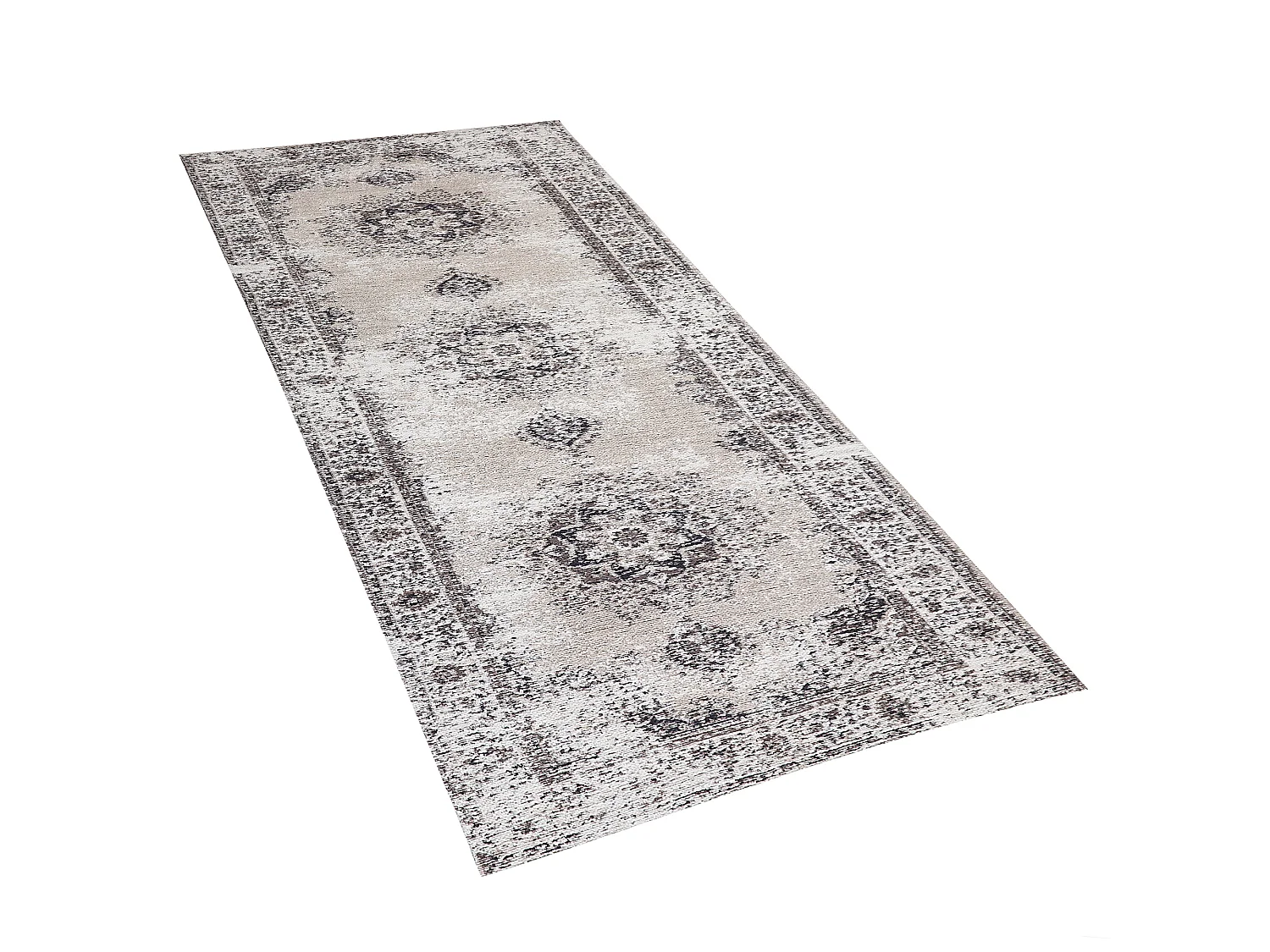 Moderner Teppich in Beige/Grau Vintage Stil Rechteckig 60 x 180 cm Almus