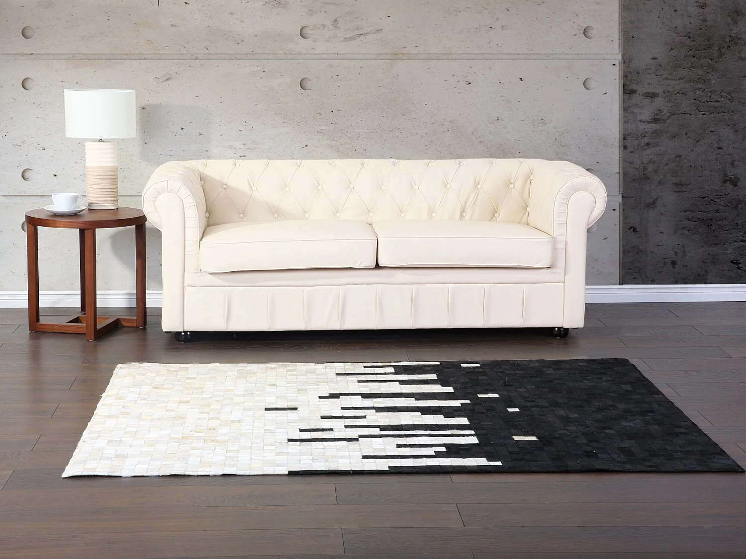 Teppich BOLU 160 x 230 cm Echtleder Schwarz