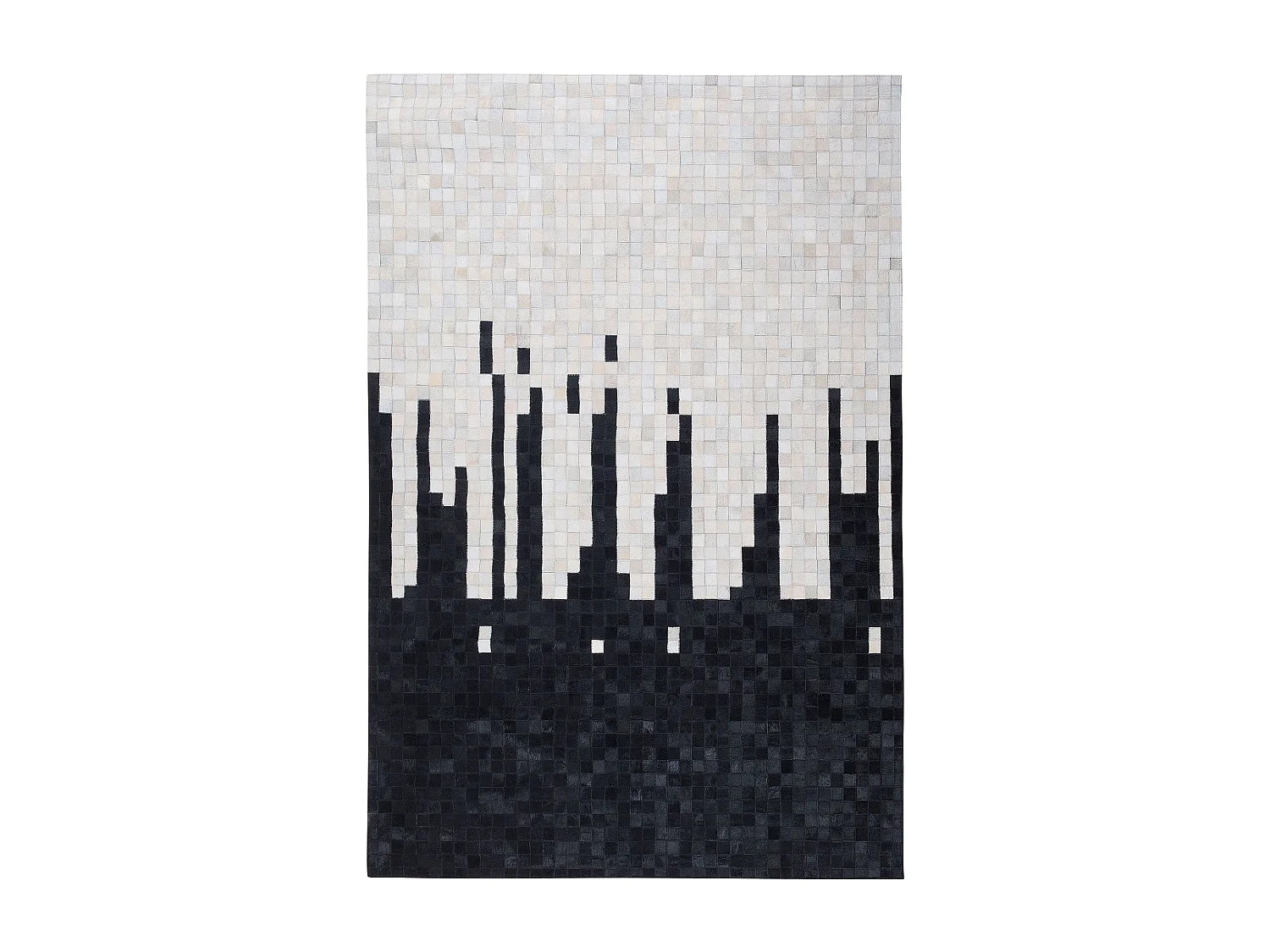 Moderner Teppich schwarz/weiß Echtleder 160 x 230 cm handgefertigt Bolu