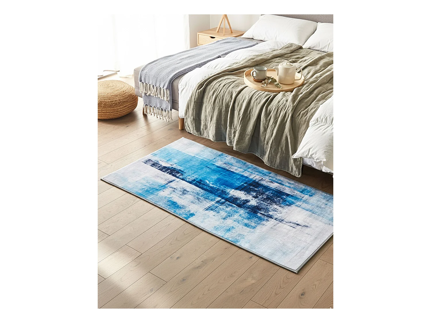 Teppich Rechteckig blau 80x150cm Modern Abstrakt Kurzflor Trabzon