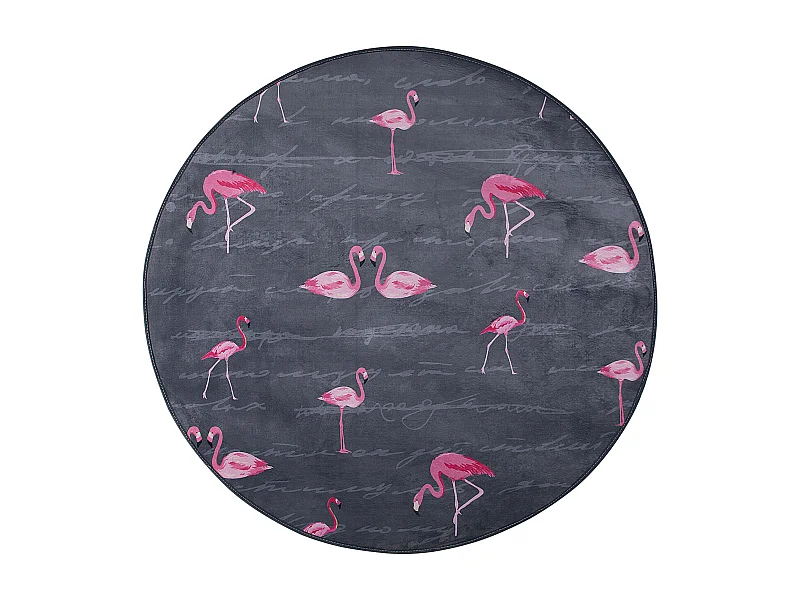 Teppich grau Flamingo-Muster ⌀ 120 cm rund Kerte