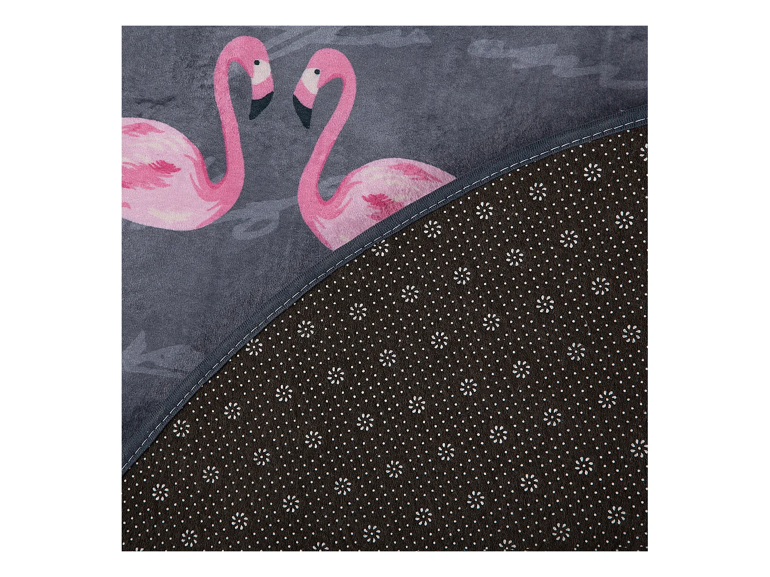 Teppich grau Flamingo-Muster ⌀ 120 cm rund Kerte