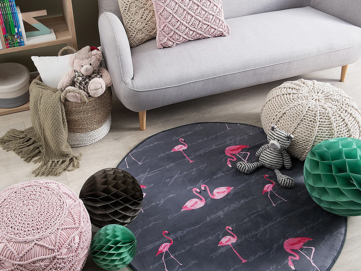 Vloerkleed polyester grijs ⌀ 120 cm KERTE