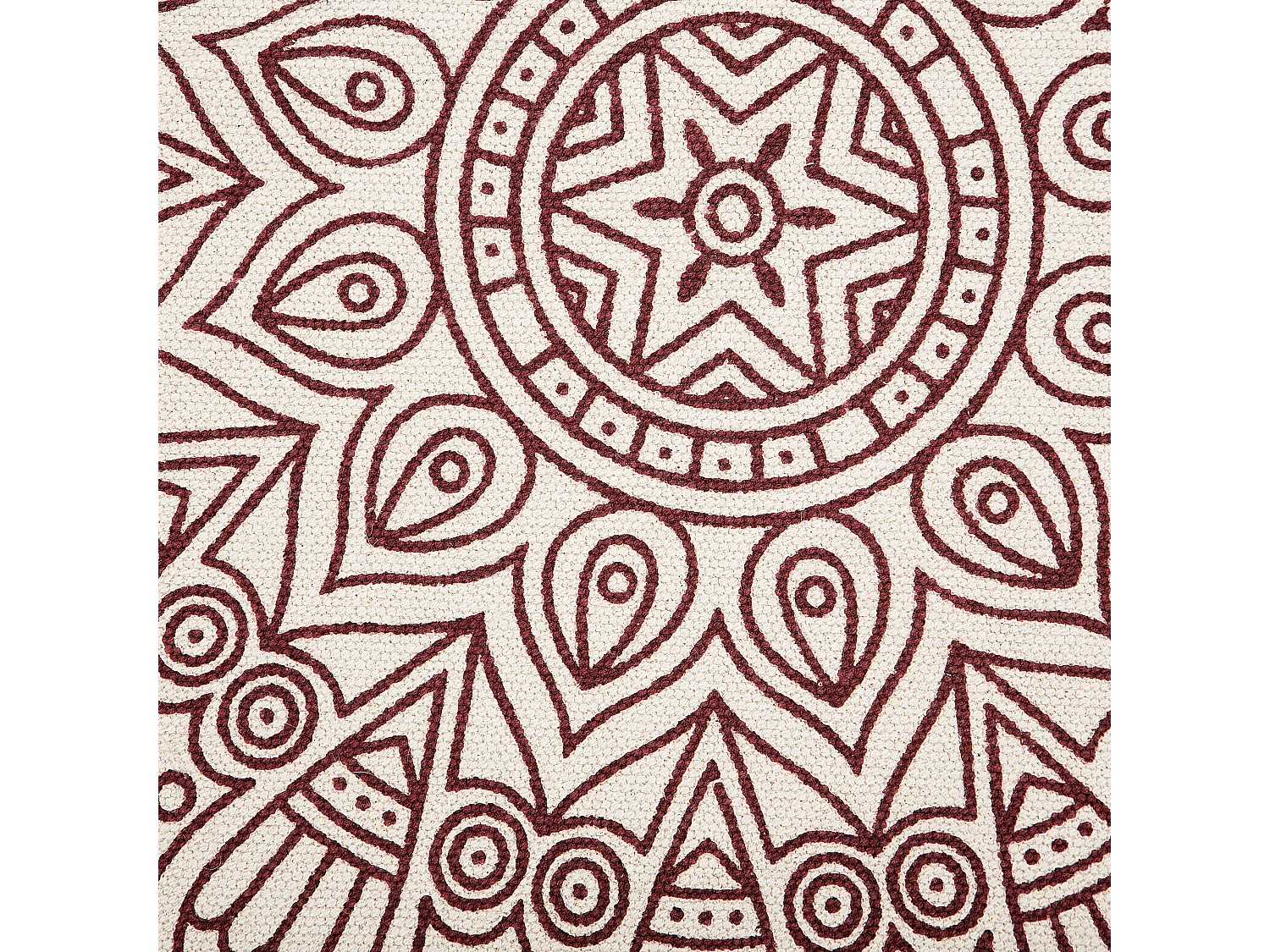 Teppich Baumwolle creme / rot ø 120 cm Mandala-Muster Kurzflor AYAKLI